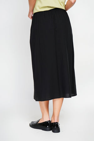 Buttoned front wrap skirt with side pockets