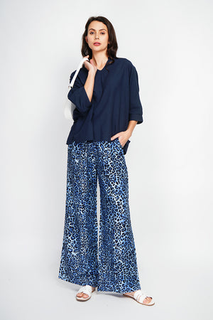 Leopard High Waist Drawstring Pants with Pockets