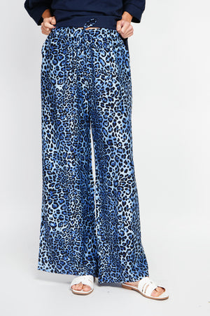 Leopard High Waist Drawstring Pants with Pockets