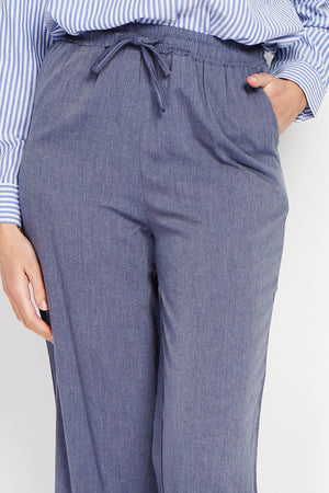 High waisted drawstring pants with pockets