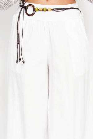 High waisted wide leg pants with pockets and fancy belt