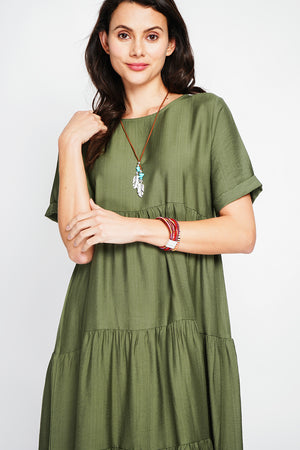 Babydoll long dress with short sleeves