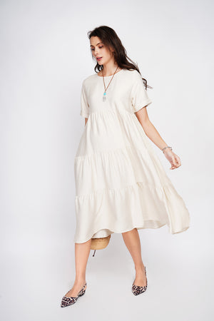 Babydoll long dress with short sleeves