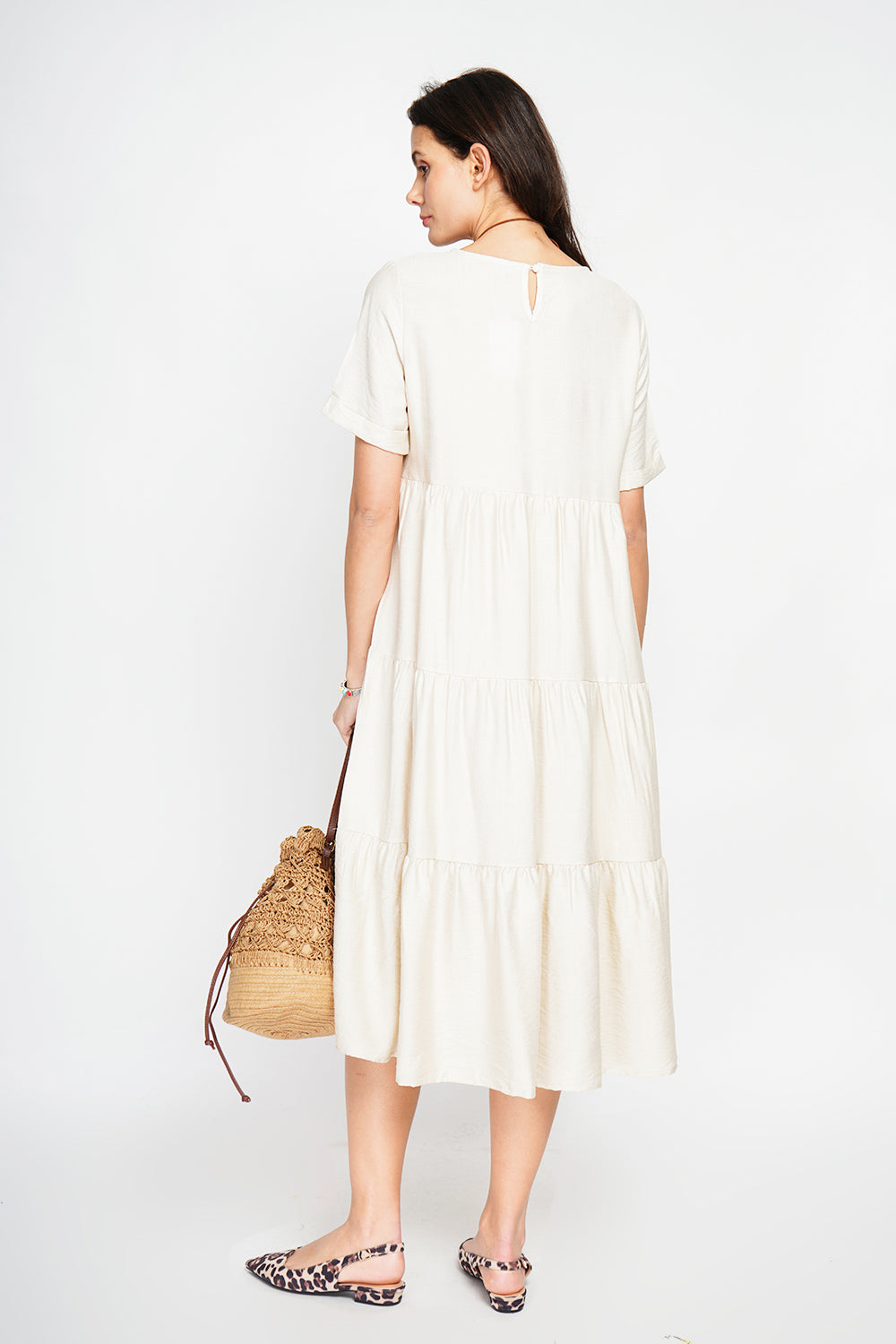 Babydoll long dress with short sleeves