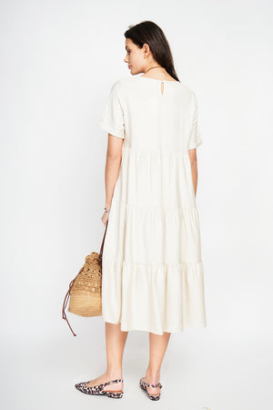 Babydoll long dress with short sleeves