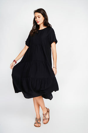 Babydoll long dress with short sleeves