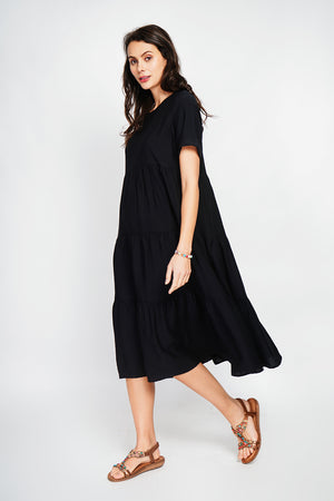 Babydoll long dress with short sleeves