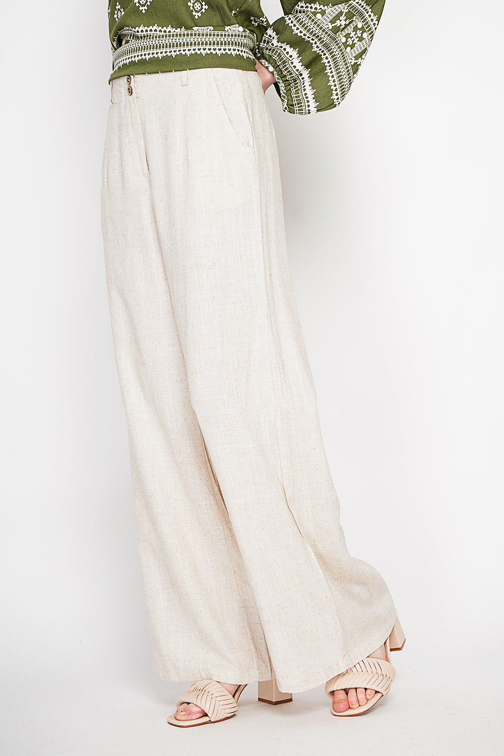 Pantalon ample taille élastiquée au dos, avec poche – Lin – Le Jardin du Lin