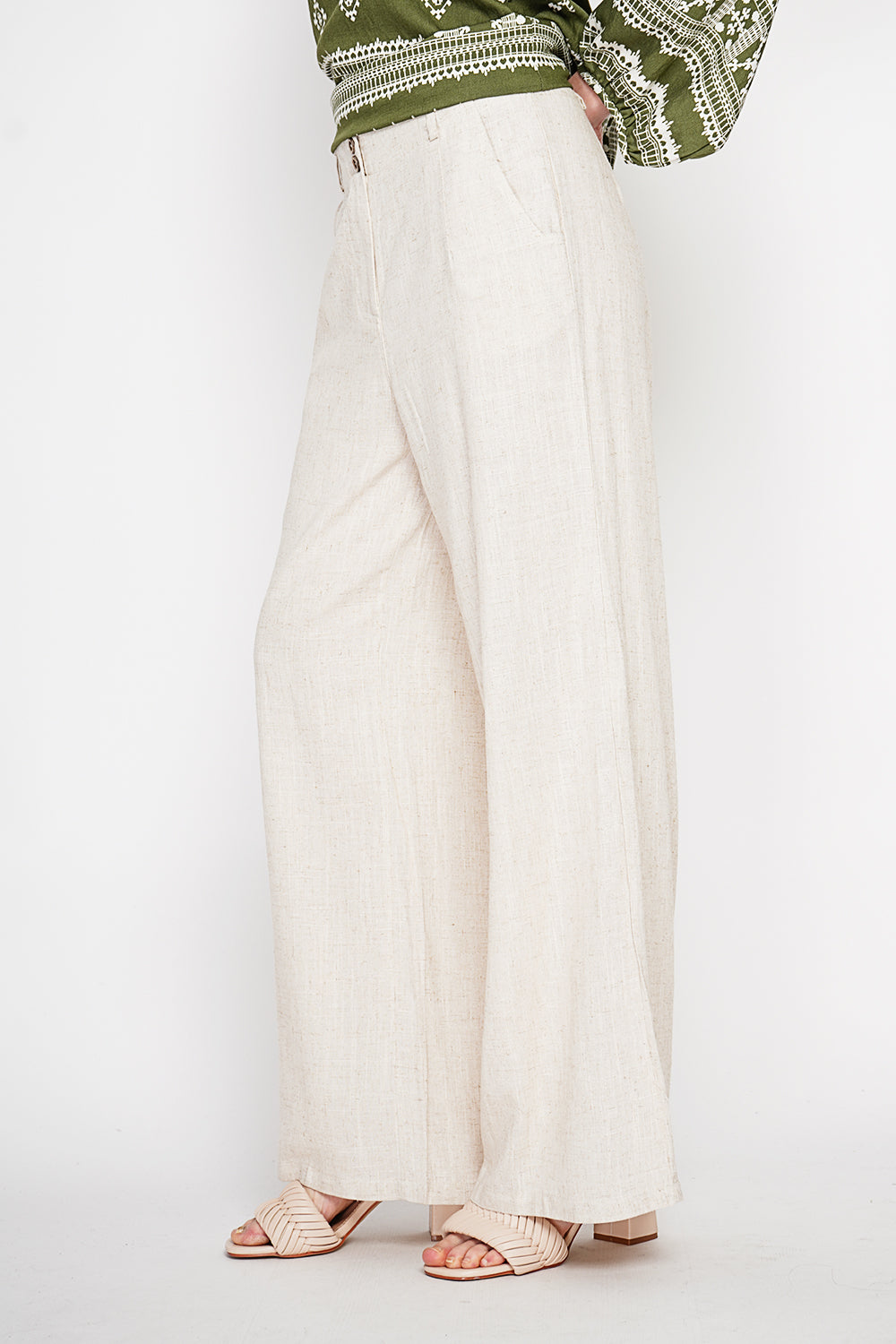 Pantalon ample taille élastiquée au dos, avec poche – Lin – Le Jardin du Lin