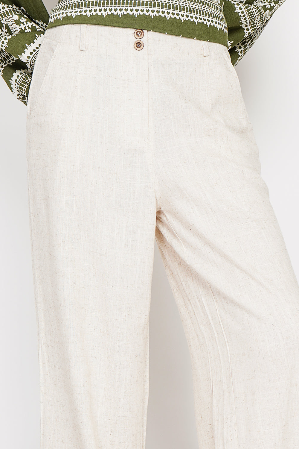 Pantalon ample taille élastiquée au dos, avec poche – Lin – Le Jardin du Lin