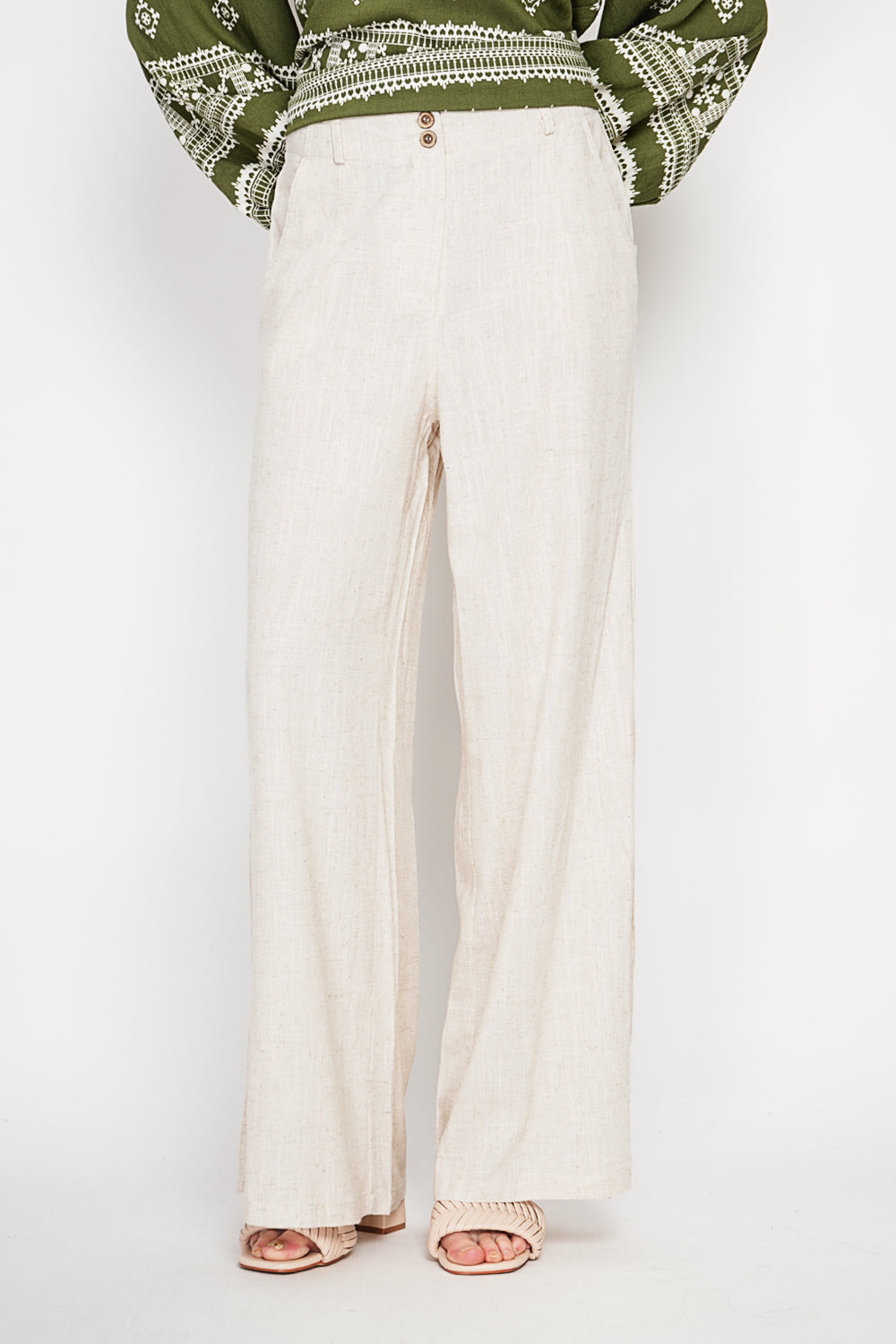 Pantalon ample taille élastiquée au dos, avec poche – Lin – Le Jardin du Lin