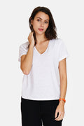 Short sleeve V-neck t-shirt – White – Le Jardin du Lin