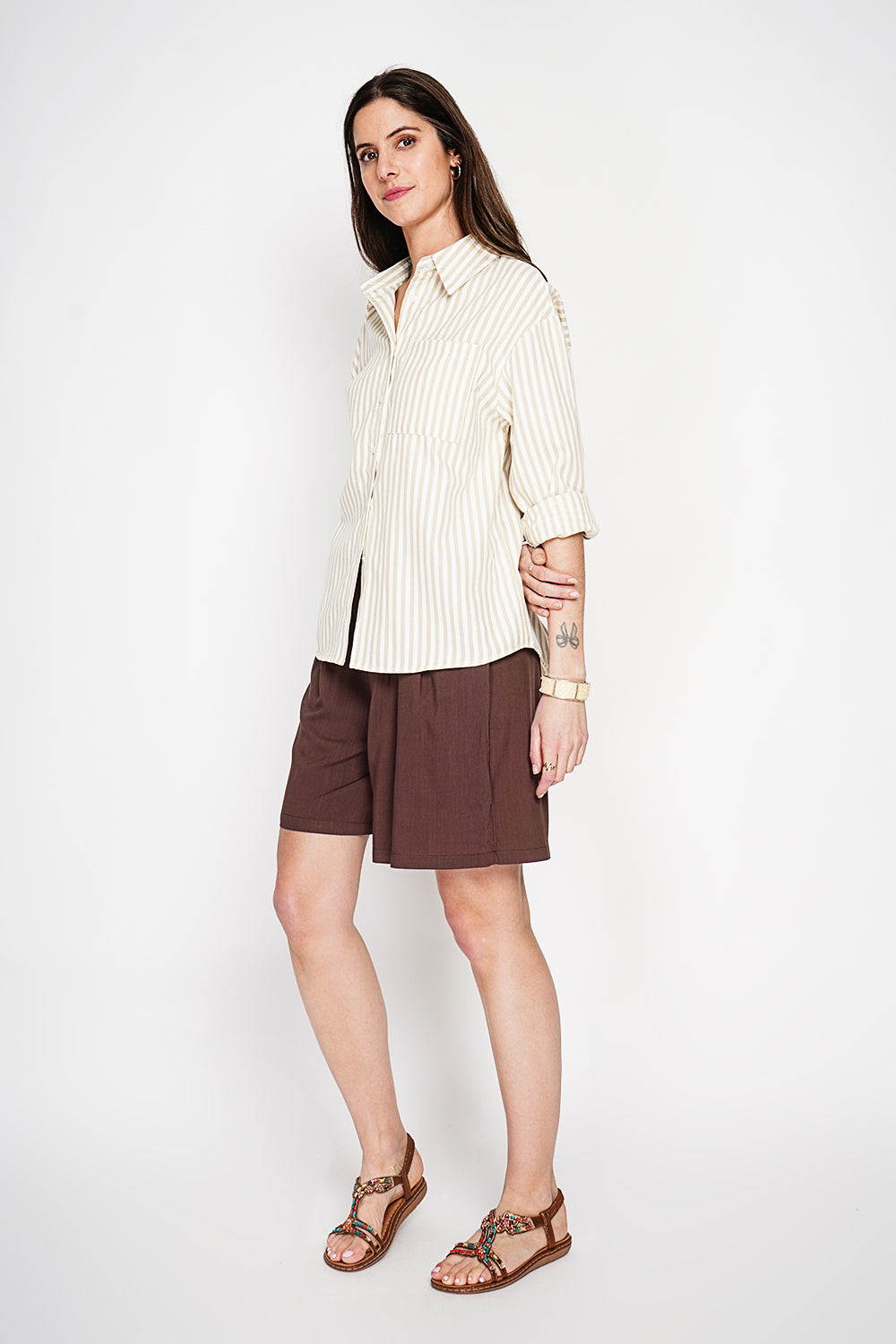 Chemise longue oversize poche poitrine, manches longues – Lin – Le Jardin du Lin