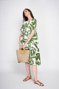 Long printed babydoll dress – Emerald green – Le Jardin du Lin