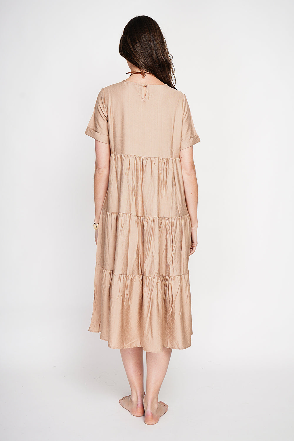 Babydoll long dress with short sleeves – Linen – Le Jardin du Lin