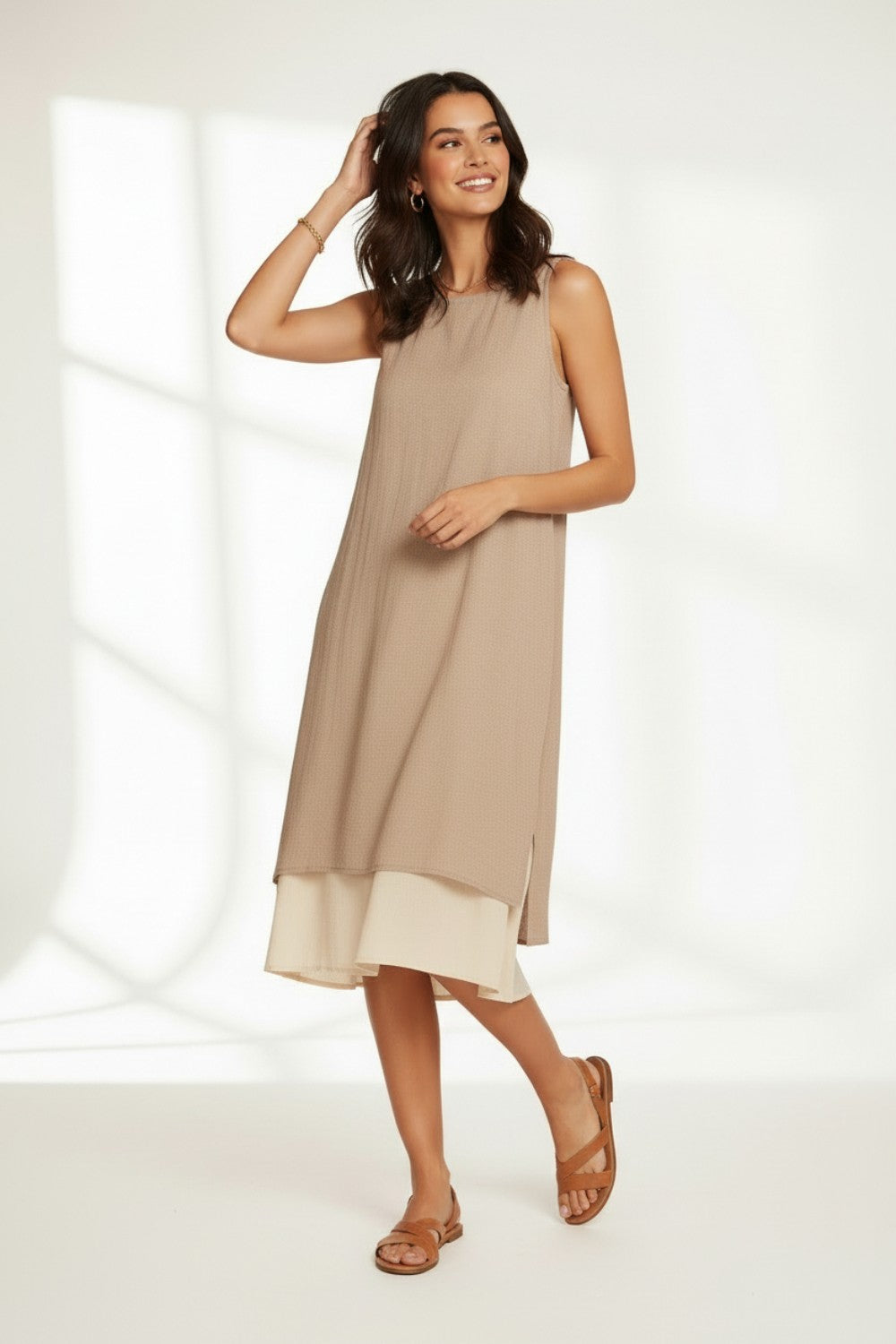 Casual V-neck lined dresses S/M – Linen – Le Jardin du Lin