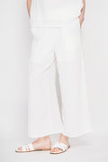 High-waisted wrap-style pants – White – Le Jardin du Lin