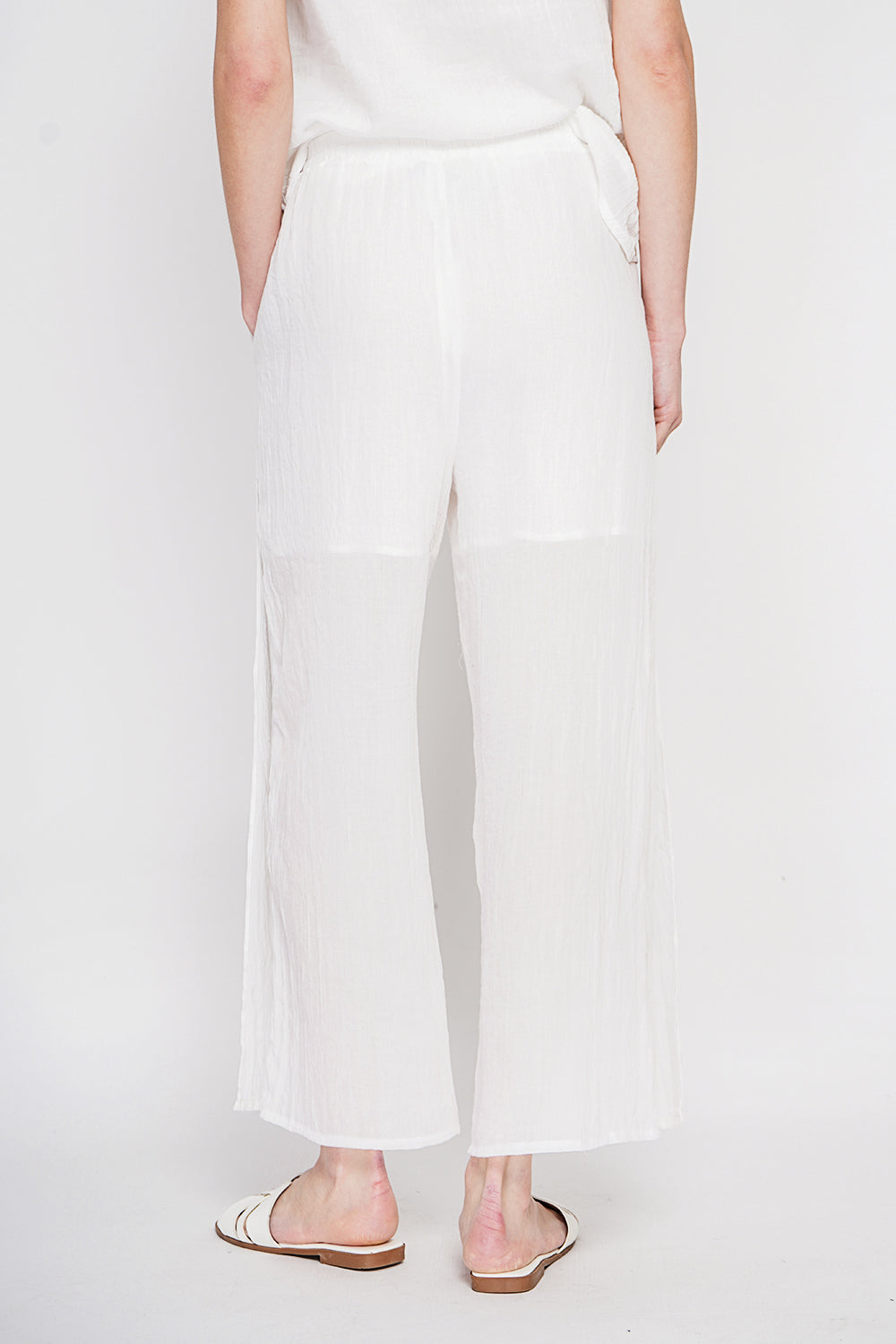 High-waisted wrap-style pants – White – Le Jardin du Lin