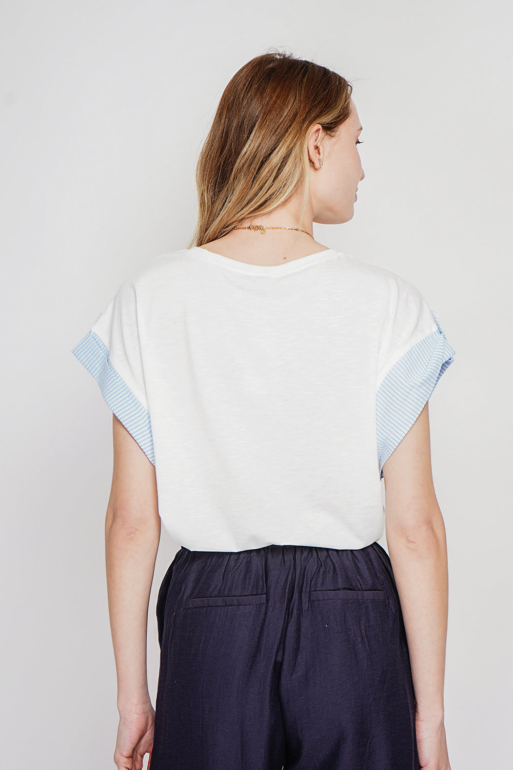 T-shirt col rond oversize, manches courtes – Blanc – Le Jardin du Lin