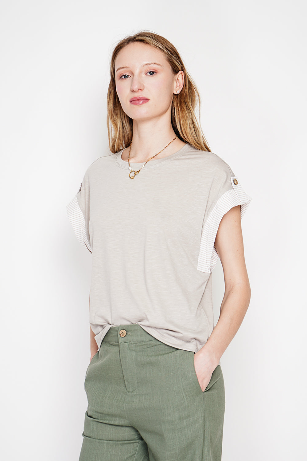 T-shirt col rond oversize, manches courtes – Lin – Le Jardin du Lin