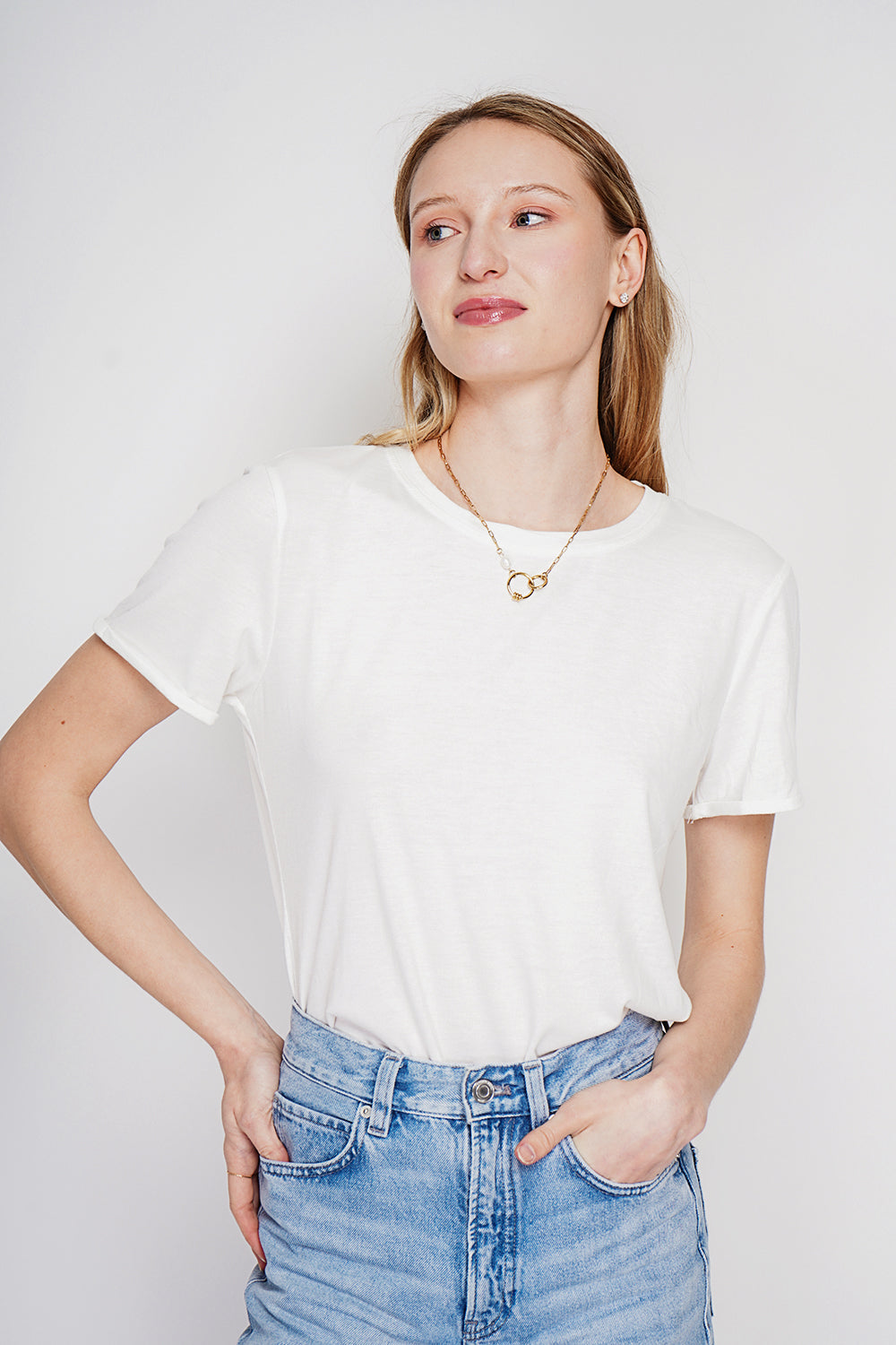 T-shirt col rond manches courtes – Blanc – Le Jardin du Lin