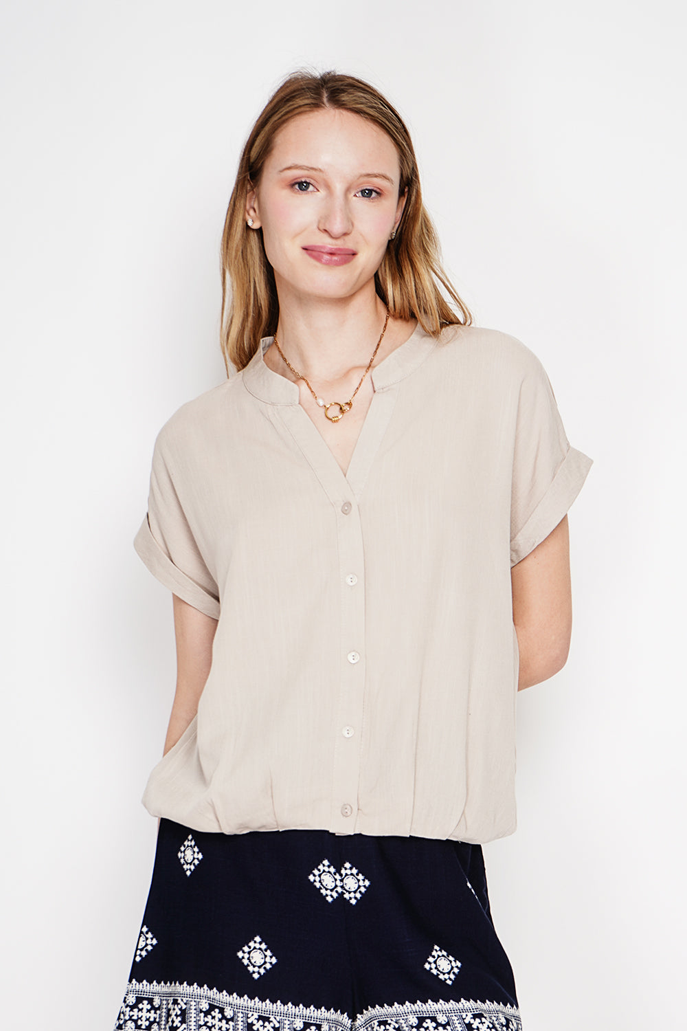 Chemise col tunisien boutonnée – Lin – Le Jardin du Lin