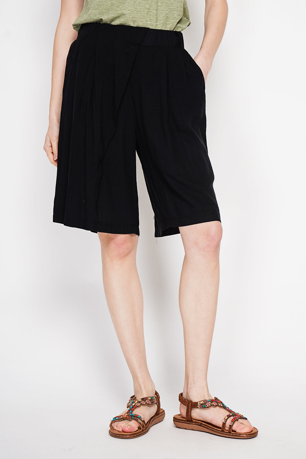 Bermuda fantaisie, poche latérale – Noir – Le Jardin du Lin