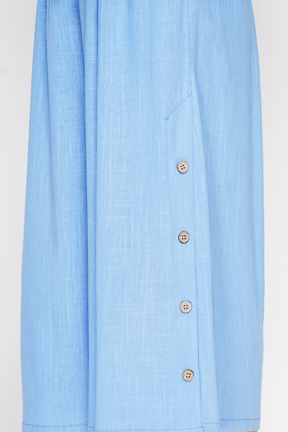 Pantalon coupe jupe, poches latérales, boutonné sur les côtés – Bleu azur – Le Jardin du Lin