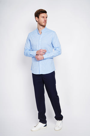 Slim fit shirt with officer collar, square cuff and two buttons