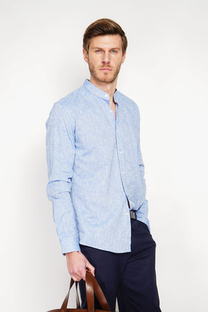 Slim fit shirt with officer collar, square cuff and two buttons