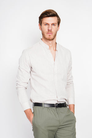 Slim fit shirt with officer collar, square cuff and two buttons