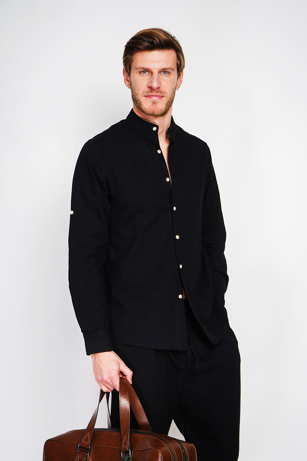 Long sleeve officer collar shirt