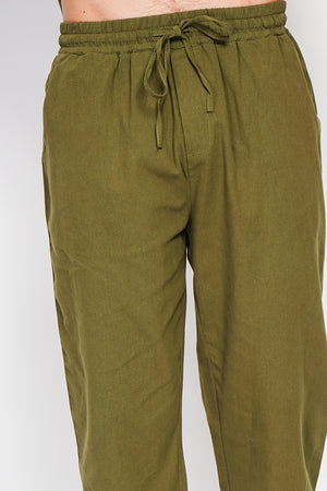 Straight cut pants, elasticated waistband with drawstring, 2 side front pockets,