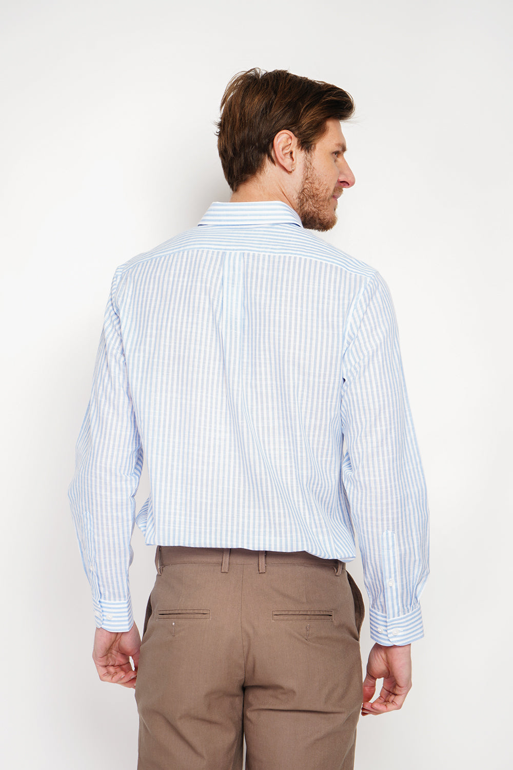 Classic stripe spread collar woven shirt