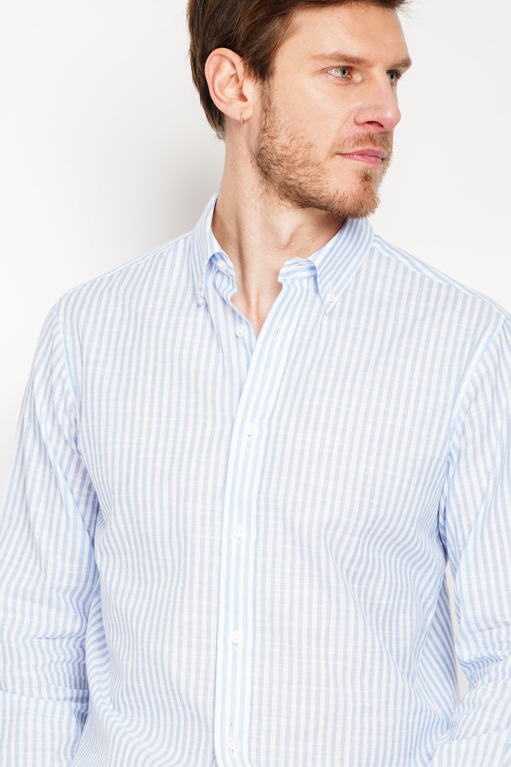 Classic stripe spread collar woven shirt