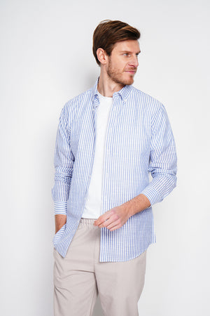 Classic stripe spread collar woven shirt