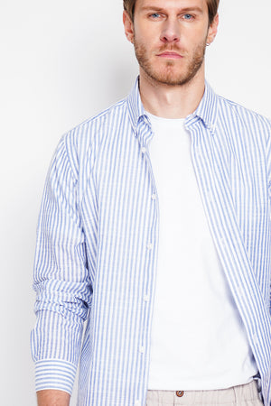 Classic stripe spread collar woven shirt