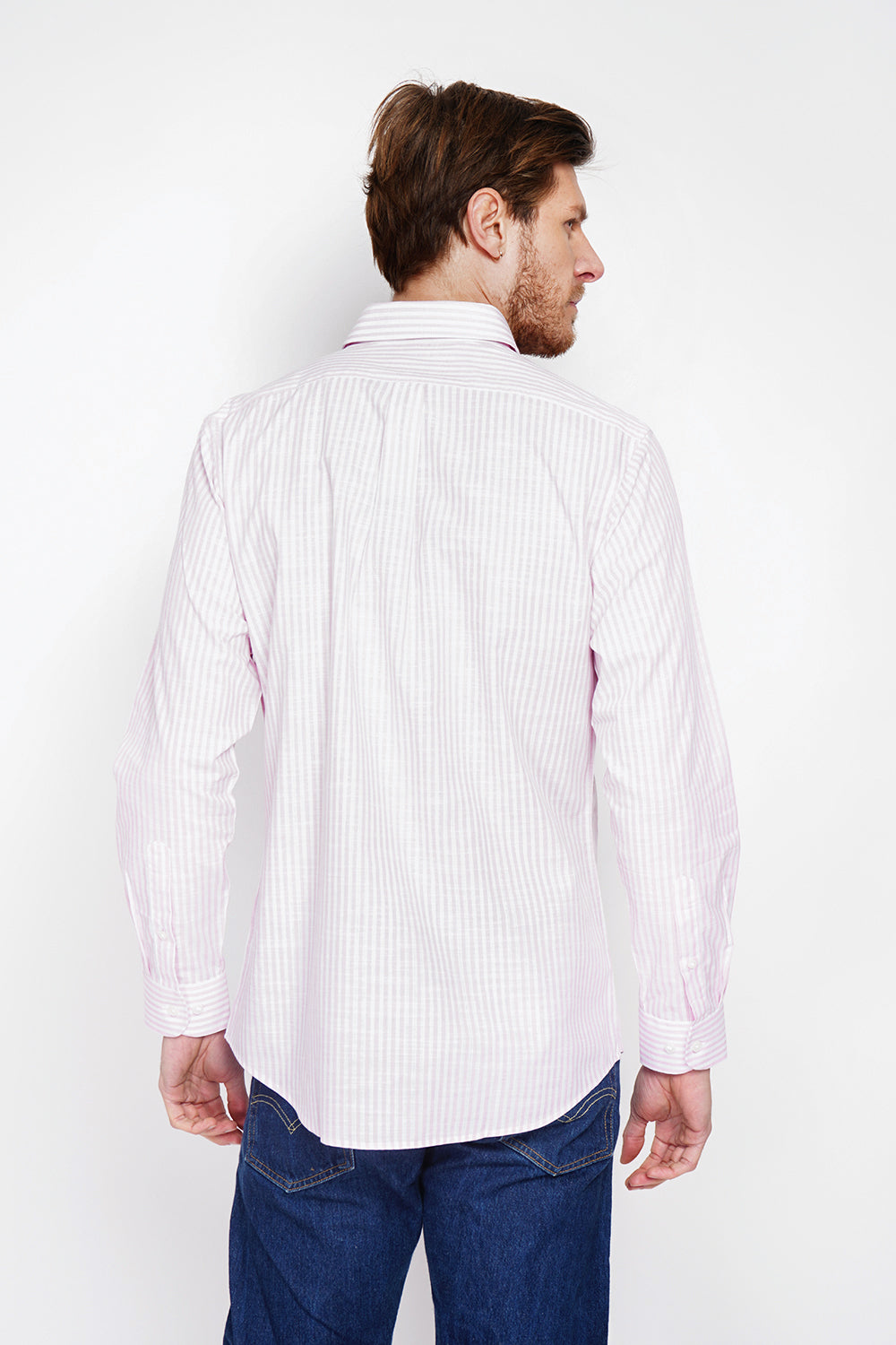 Classic stripe spread collar woven shirt