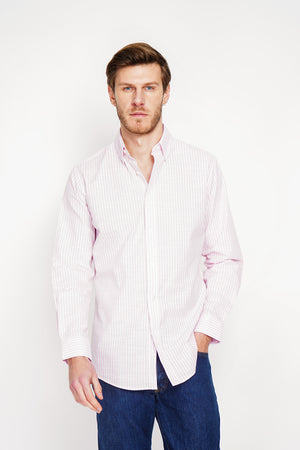 Classic stripe spread collar woven shirt