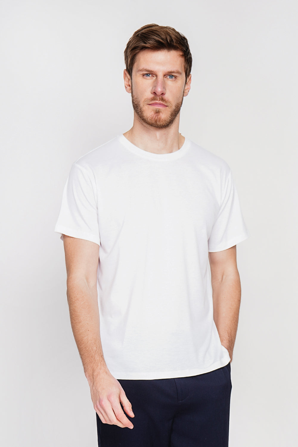 T-shirt col rond manches courtes – Blanc – Secret du Lin