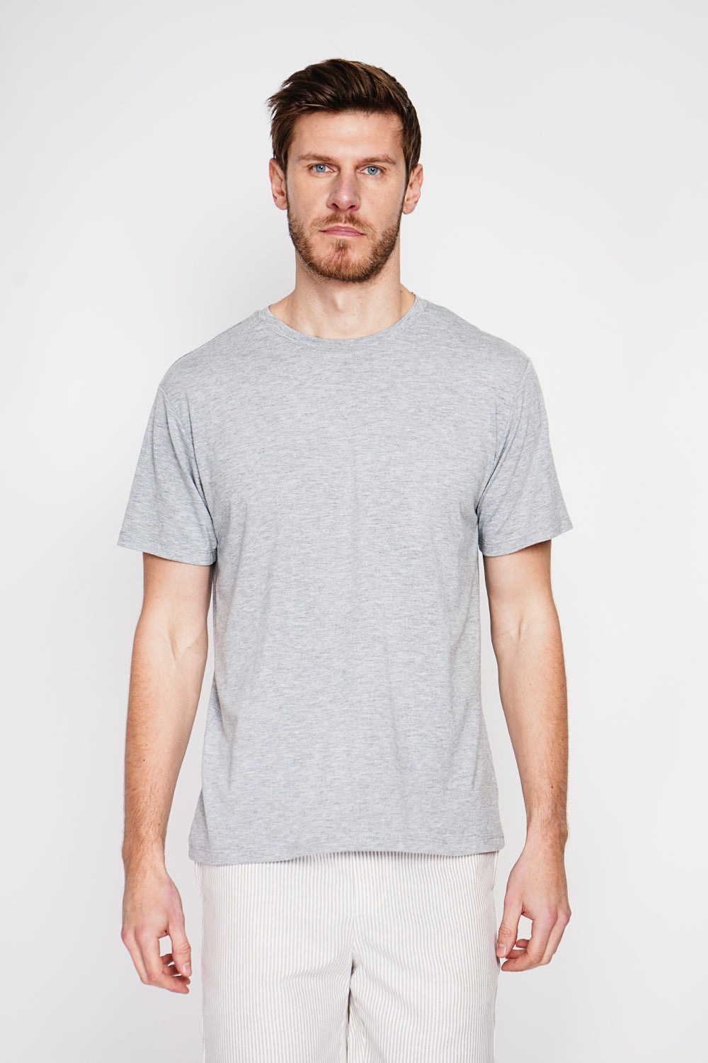 T-shirt col rond manches courtes – Gris perle – Secret du Lin