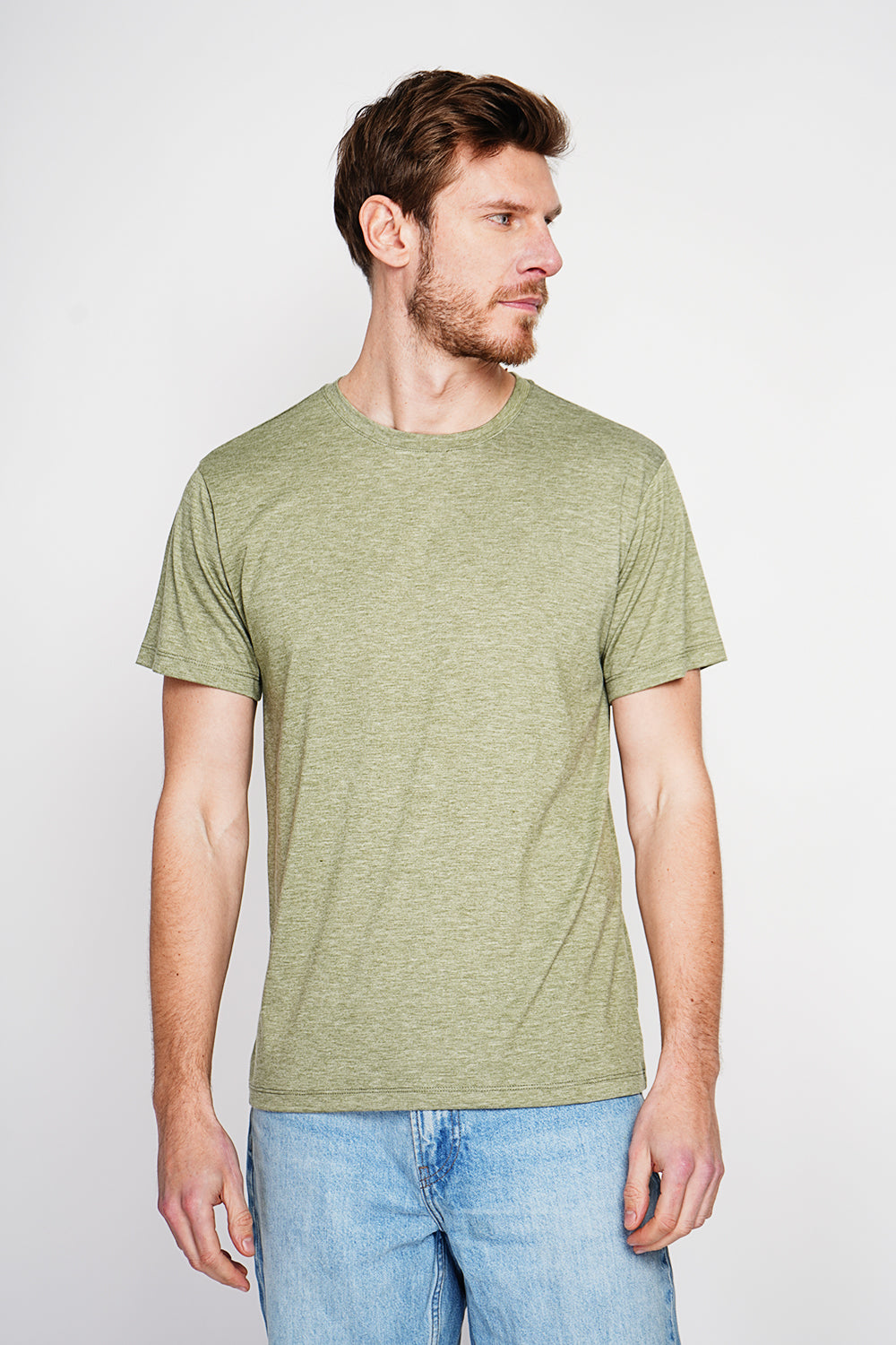 T-shirt col rond manches courtes – Kaki – Secret du Lin