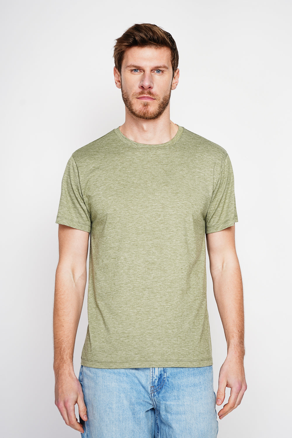 T-shirt col rond manches courtes – Kaki – Secret du Lin