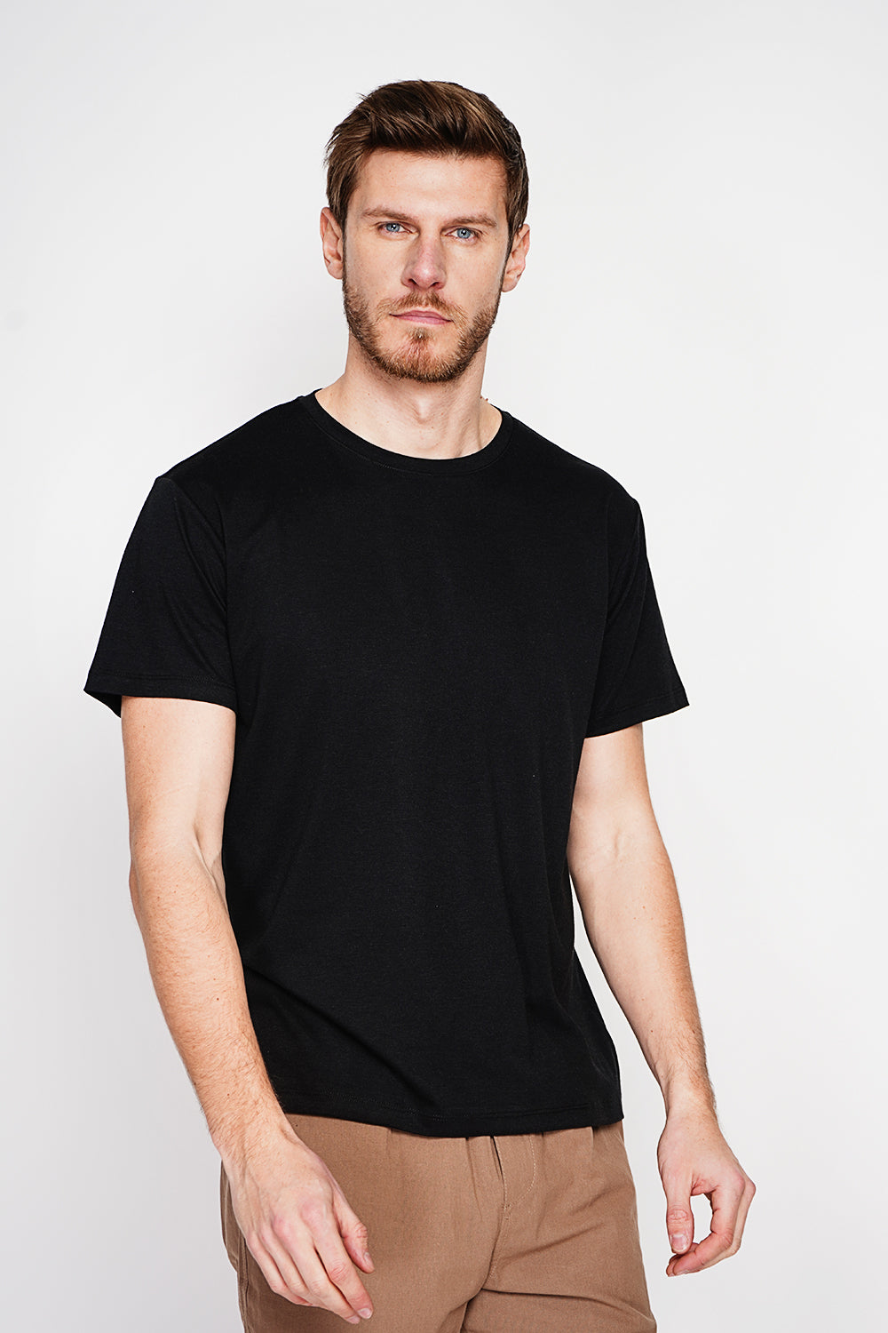 T-shirt col rond manches courtes – Noir – Secret du Lin