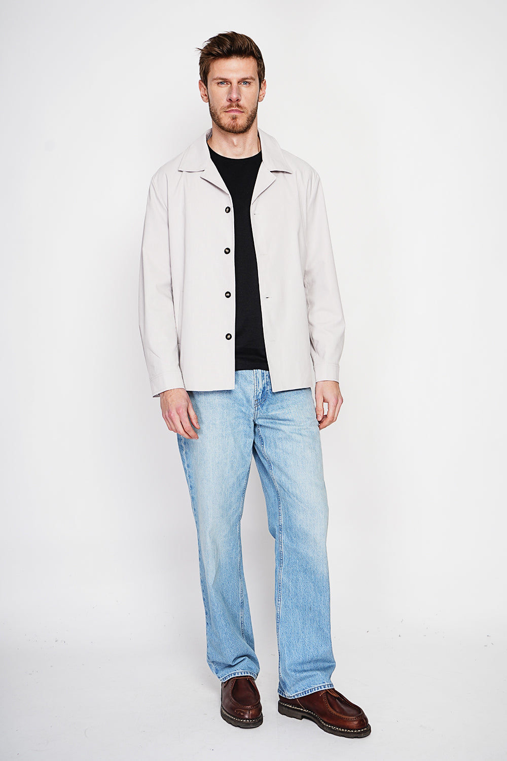 Classic collar jacket with buttoned front and side pockets – Linen – Secret du Lin