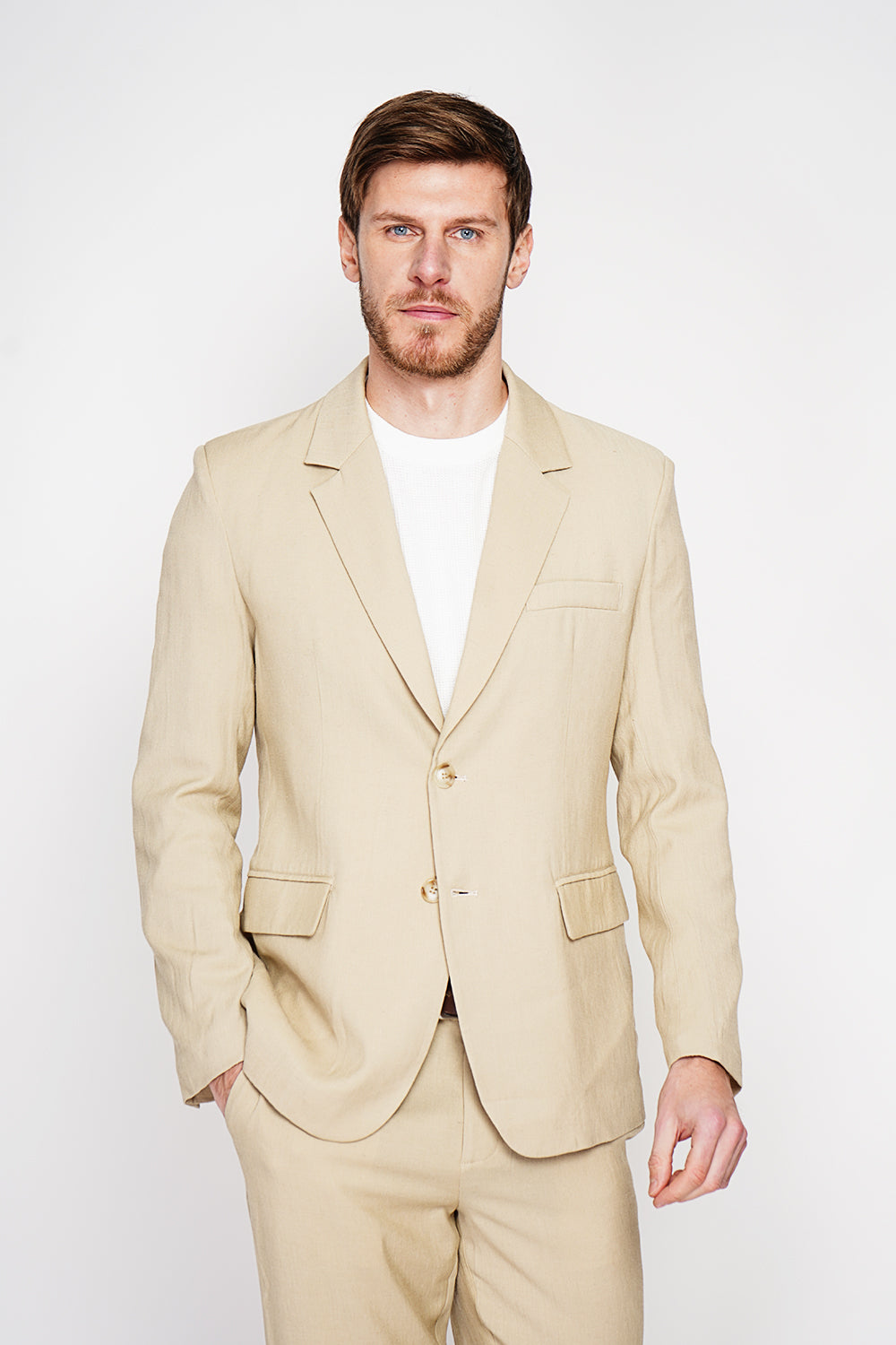 Classic 2-button jacket – Camel – Secret du Lin
