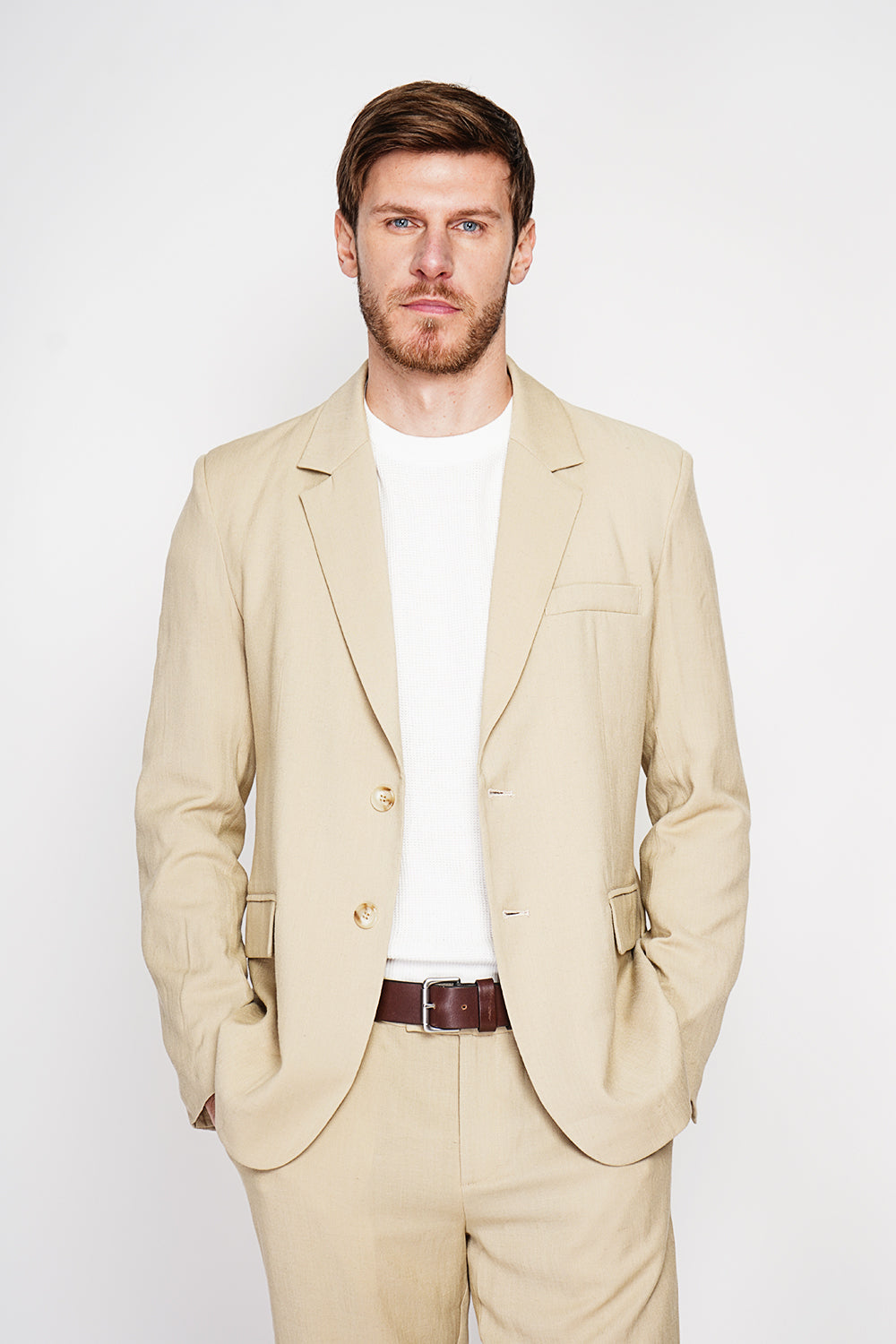Classic 2-button jacket – Camel – Secret du Lin