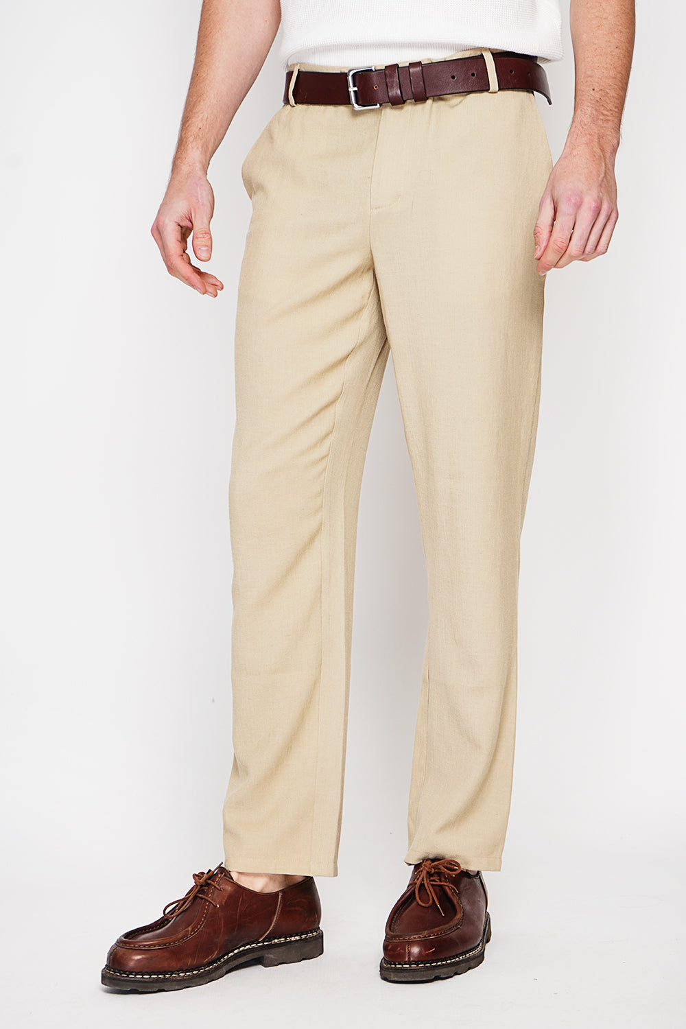 Pantalon coupe droite 2 poches latérales – Camel – Secret du Lin
