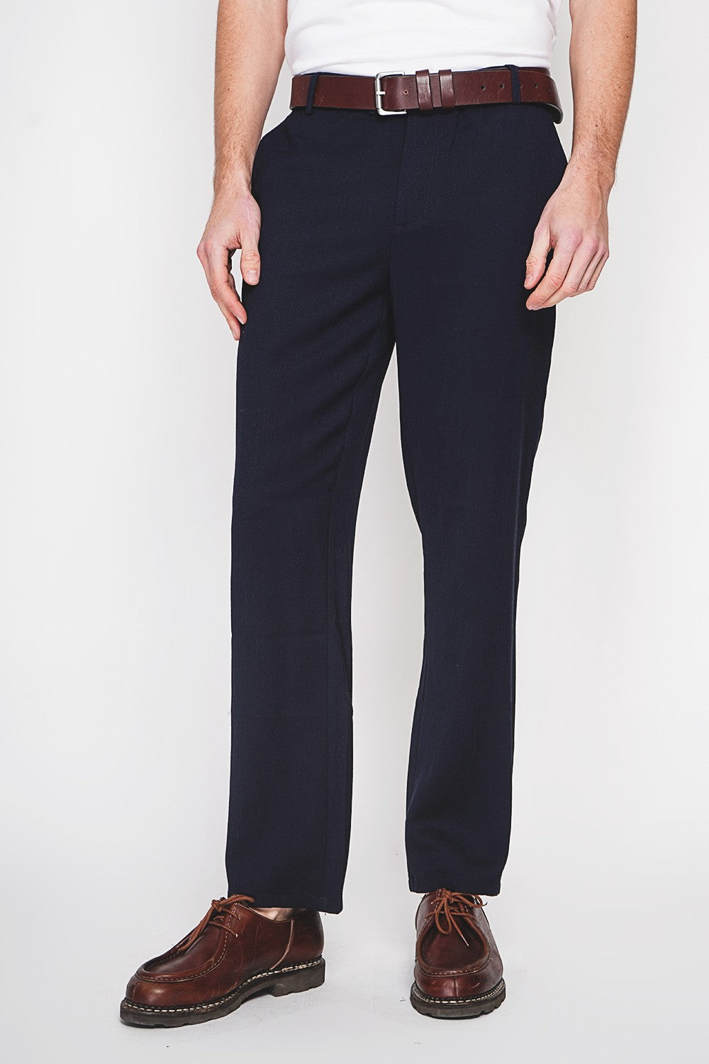 Pantalon coupe droite 2 poches latérales – Bleu marine – Secret du Lin