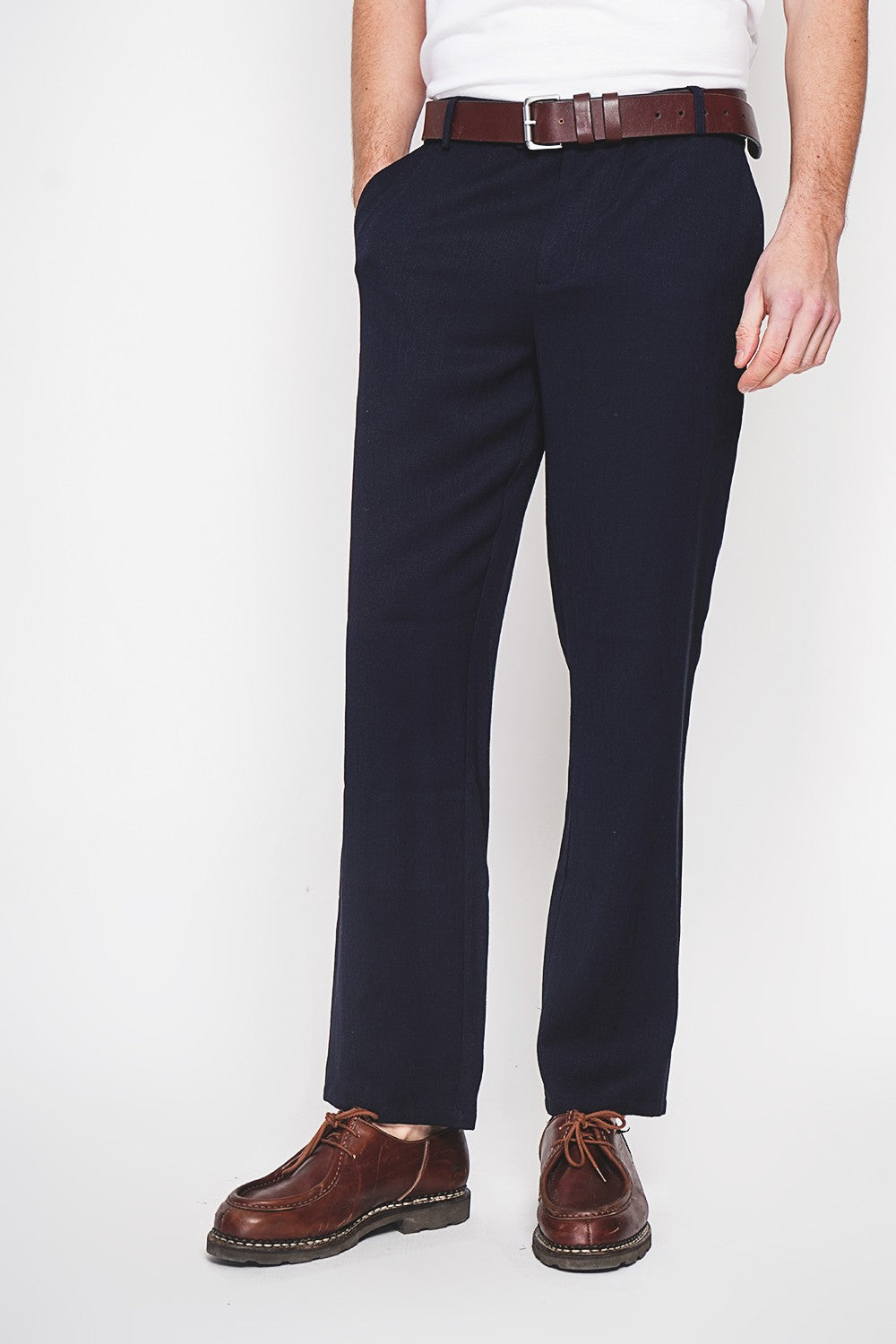 Pantalon coupe droite 2 poches latérales – Bleu marine – Secret du Lin